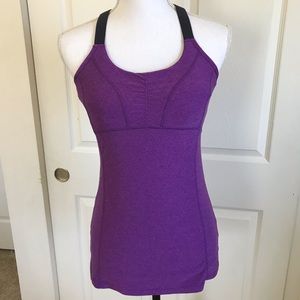 MPG Racerback Active Tank Top Side Pocket Purple Shelf Bra Size Small